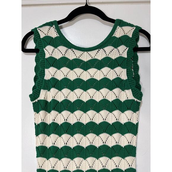 Misa Los Angeles Miss Rosalia Crochet Knit Maxi Dress Emerald Cream Small NWT - Picture 3 of 14